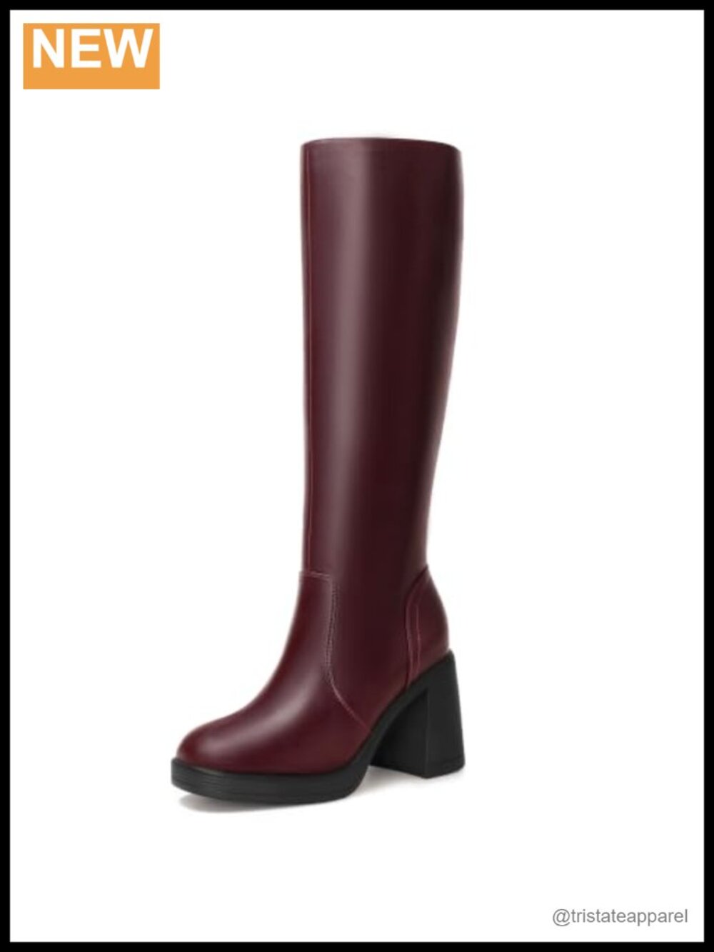 Platform Knee High Boots Square Toe Chunky Heel Women's Stretch Fit Zip